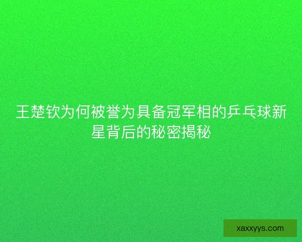王楚钦为何被誉为具备冠军相的乒乓球新星背后的秘密揭秘